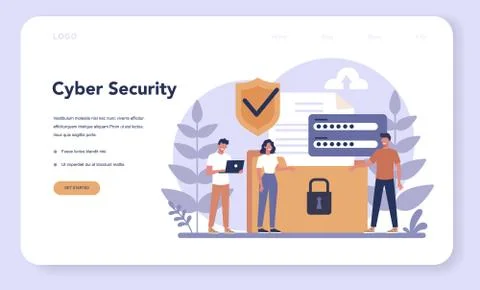 Cyber or web security web banner or landing page. Idea of digital Stock Illustration