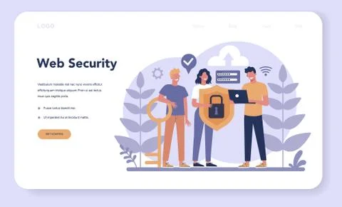 Cyber or web security web banner or landing page. Idea of digital 스톡 일러스트