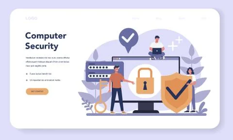Cyber or web security web banner or landing page. Idea of digital 스톡 일러스트