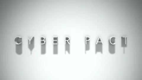 Cyber pact 3D title animation with shadows on a white background 動画素材 297515612