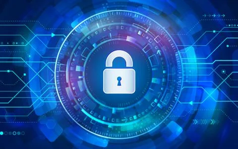 Cyber padlock for internet protection. Computer data defense. Global network  Stock Illustration