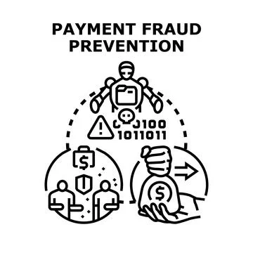 Cyber payment fraud prevention security system detecting financial crime Stock Illustration