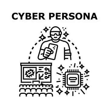 Cyber persona identifying digital technology and virtual reality 스톡 일러스트