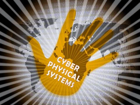 Cyber Physical Systems Bot Interaction 2d Illustration 스톡 일러스트