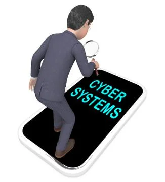 Cyber Physical Systems Bot Interaction 3d Illustration 스톡 일러스트
