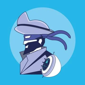 Cyber pirate with eye data privacy Illustrazione stock