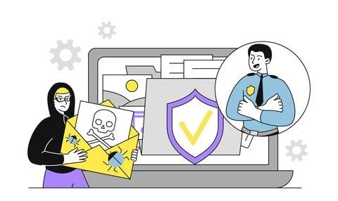 Cyber police vector linear Stock Illustration