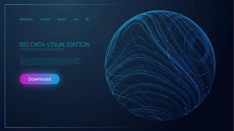 Cyber protect security sphere. Big data abstract blue sound wave flow Stock Illustration