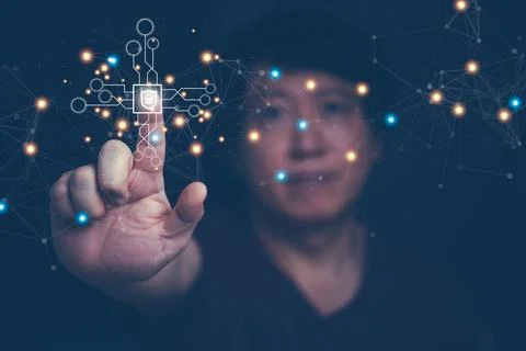 Cyber Protection Data Security Internet Privacy, Internet and technology conc Stock Photos
