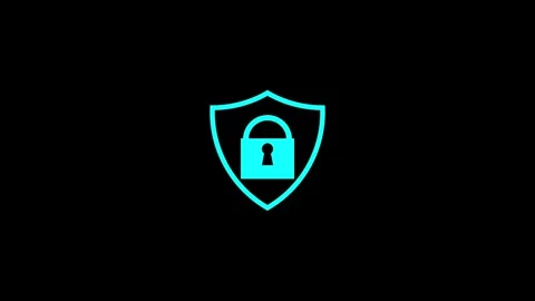Cyber protection with lock icon animation on black background. technology d.. Stock Footage 293483901