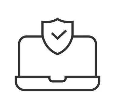 Cyber Protection, Safe Computer Shield Symbol Illustration