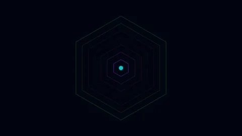 Cyber Pulse - Glowing Blue Hexagon Animation Stock Footage 340364428
