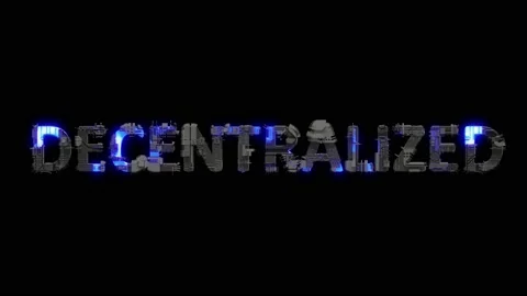 Cyber punk text DECENTRALIZED with electrical light and animated surface Stock Footage 197945825