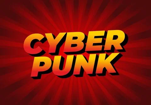 Cyber punk. Text effect in bold fonts with 3D style Illustrazione stock