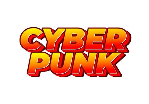 Cyber punk. Text effect in bold fonts with 3D style Stock Illustration