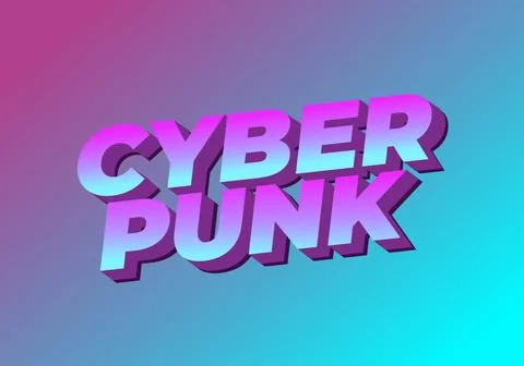Cyber punk. Text effect in bold fonts with 3D style Stock Illustration