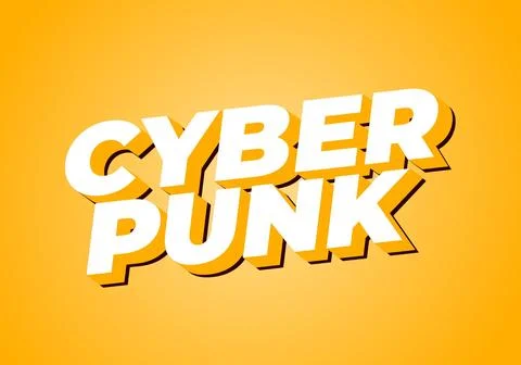 Cyber punk. Text effect in bold fonts with 3D style Stock Illustration
