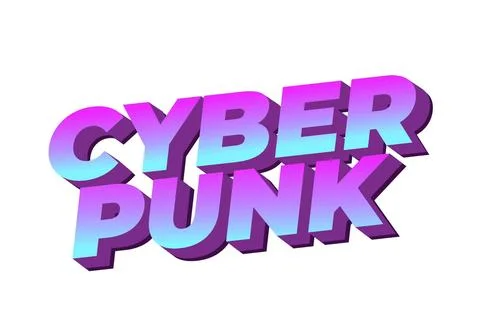 Cyber punk. Text effect in bold fonts with 3D style Stock Illustration