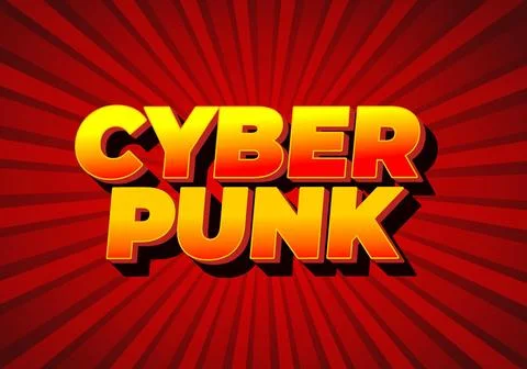 Cyber punk. Text effect in bold fonts with 3D style Stock Illustration
