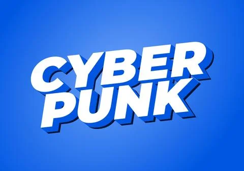 Cyber punk. Text effect in bold fonts with 3D style Illustrazione stock