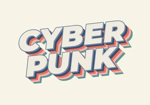 Cyber punk. Text effect in bold fonts with 3D style Stock Illustration