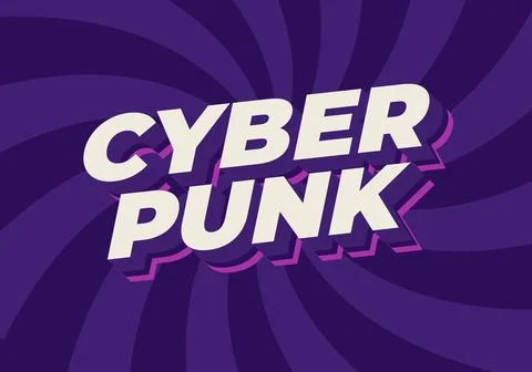 Cyber punk. Text effect in bold fonts with 3D style Illustrazione stock