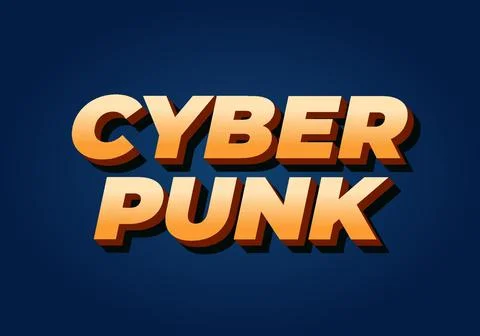Cyber punk. Text effect in bold fonts with 3D style Stock Illustration