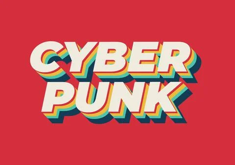 Cyber punk. Text effect in bold fonts with 3D style Stock Illustration