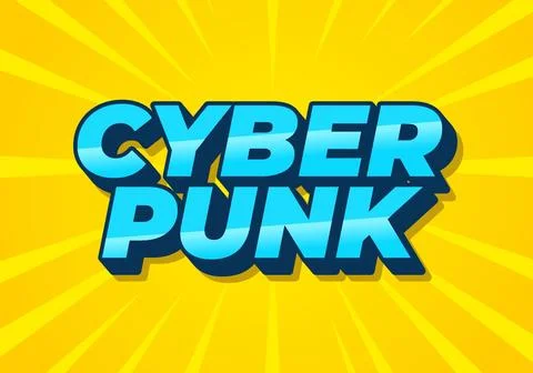 Cyber punk. Text effect in bold fonts with 3D style Illustrazione stock
