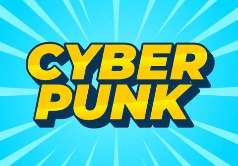 Cyber punk. Text effect in bold fonts with 3D style Stock Illustration