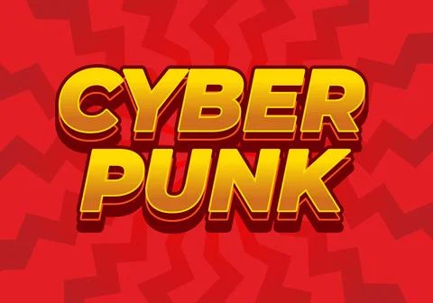 Cyber punk. Text effect in bold fonts with 3D style Stock Illustration
