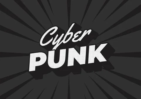 Cyber punk. Text effect in bold fonts with 3D style Illustrazione stock