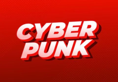 Cyber punk. Text effect in bold fonts with 3D style Stock Illustration