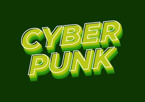 Cyber punk. Text effect in bold fonts with 3D style Stock Illustration
