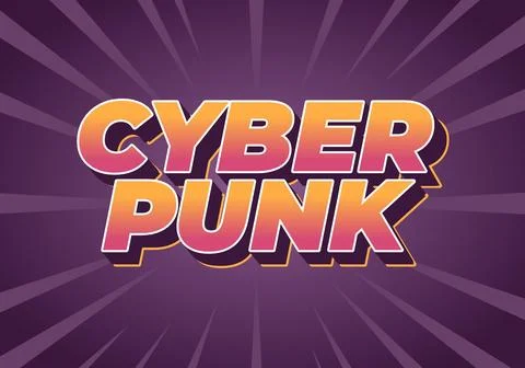 Cyber punk. Text effect in bold fonts with 3D style Stock Illustration