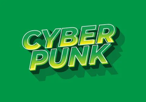 Cyber punk. Text effect in bold fonts with 3D style Illustrazione stock