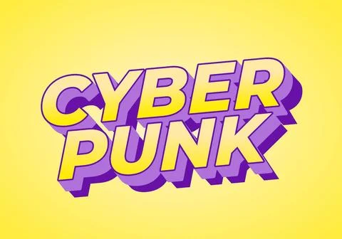 Cyber punk. Text effect in bold fonts with 3D style Stock Illustration