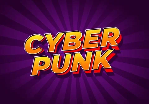 Cyber punk. Text effect in bold fonts with 3D style Illustrazione stock
