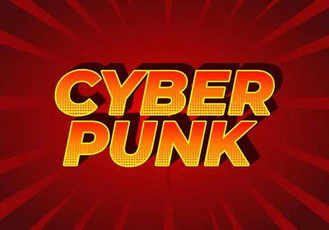 Cyber punk. Text effect in bold fonts with 3D style Stock Illustration