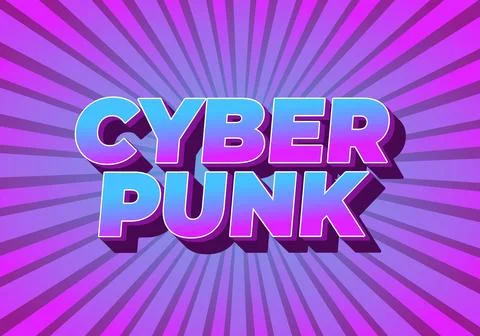 Cyber punk. Text effect in bold fonts with 3D style Stock Illustration
