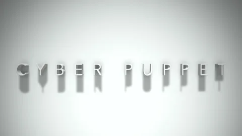 Cyber puppet 3D title animation white text on a white background Stock Footage 299824660