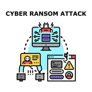 Cyber ransom attack concept for hacking data Stock Illustration