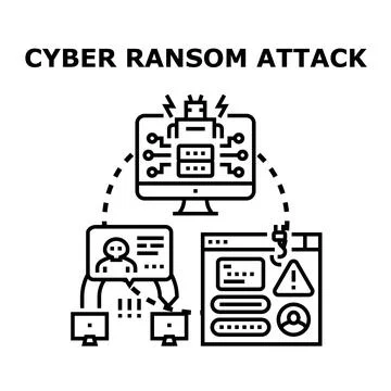 Cyber ransom attack concept for hacking data Illustrazione stock