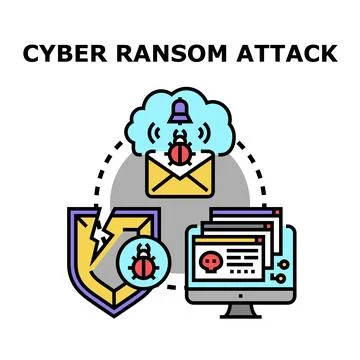 Cyber ransom attack exploiting system vulnerability Stock Illustration