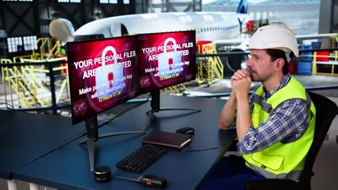 Cyber Ransomware Attack At Airport Stock Footage 287829740