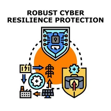 Cyber resilience protection system securing business infrastructure Stock Illustration
