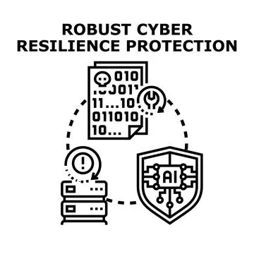 Cyber resilience protection system securing digital data Stock Illustration