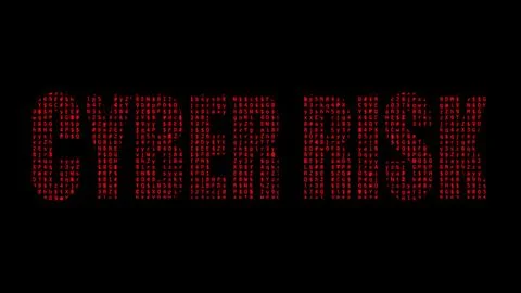 Cyber Risk Red Encryption Code Typography on Dark Background Illustrazione stock