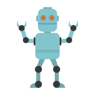 Cyber robot icon, flat style Stock Illustration