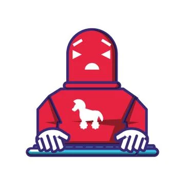 Cyber robot with trojan Stock Illustration